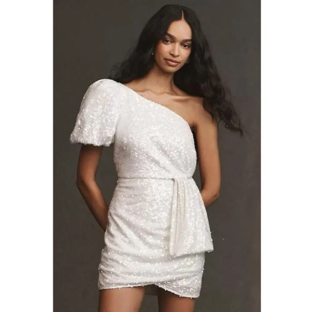 BHLDN Sachin & Babi Elegant White One-Shoulder Dress Size 4,12 ,10 - Picture 1 of 7